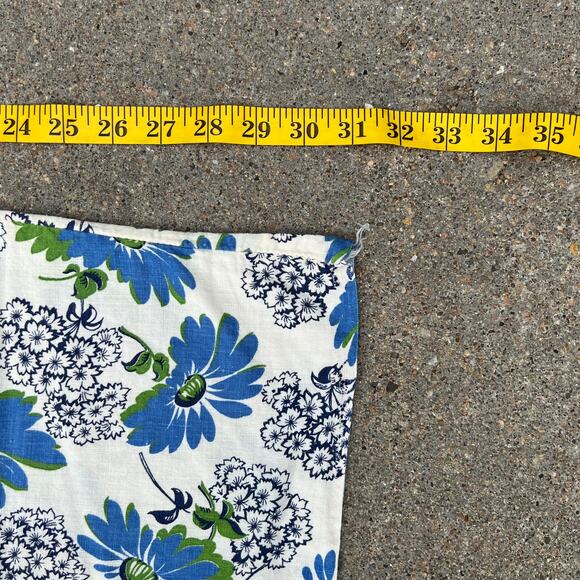Vintage Cotton Flour Feed Sack Blue Green Daisies Hydrangea - Picture 4 of 5